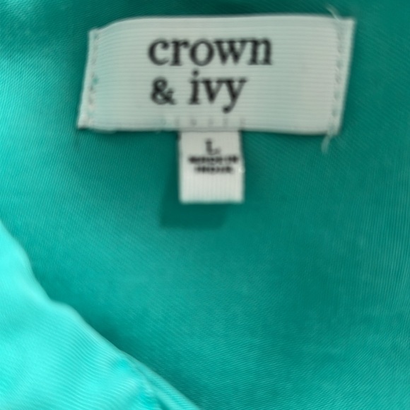 Crown & Ivy Green Blouse with LOTS of BUTTONS Size L 100% TENCEL Machine Wash - Picture 5 of 8